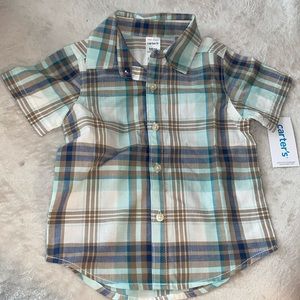 18 month plaid button up short sleeve shirt